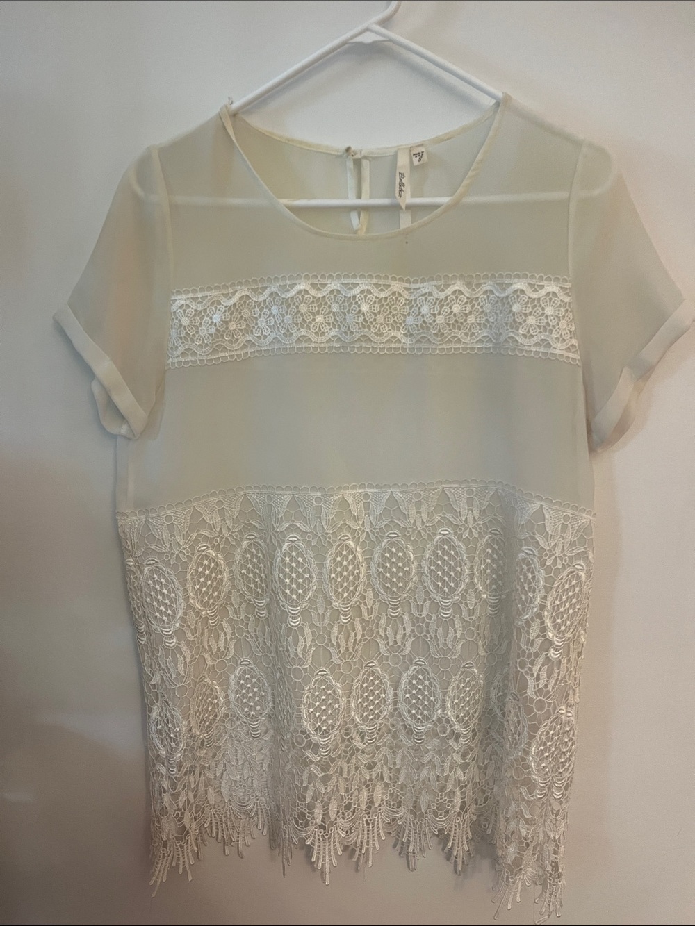 Bellatrix Ivory Lace Panel Short Sleeve Blouse